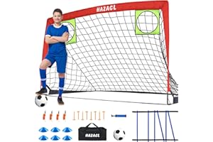 Hazacl Kids Soccer Goal for Backyard, 9x5 FT Portable Soccer Net Pop Up Training Equipment with Ball, Agility Ladder, Cones, Target & Carry Bag for Toddler Youth Adult Outdoor Sports Games Practice