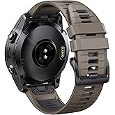 ANCOOL for Fenix 6S/Fenix 7S/Fenix 5S Watch Band 20MM Silicone Watch Band for Fenix 8 43mm/5S Plus/6S Pro/7S Pro/Instinct 2S(Brown-Dark Gray)
