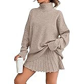 LILLUSORY Women's 2 Piece Lounge Sets Turtleneck Sweater and Mini Skirt Cozy Fall Winter Outfits Loose Fit 2026 Clothes