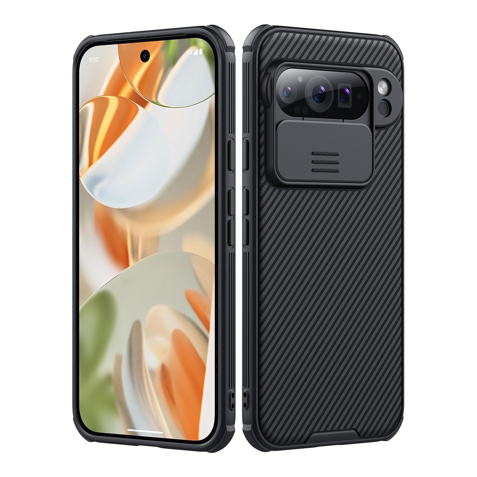 Nillkin for Google Pixel 9 Pro Case, with Slide Camera Cover, Anti-Slip, Shockproof,Slim Stylish Protective Case for Google Pixel 9 Pro,Black