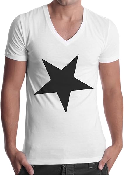 camiseta negra cuello v hombre