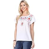 unik Women Traditional Puebla Mexican Embroidered Blouse
