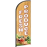 Fresh Produce Feather Flag for Business Advertising 6Ft Swooper Flag for Storefronts Retailers Shops Food Trucks Events and Fairs (Flagpole Not Included)