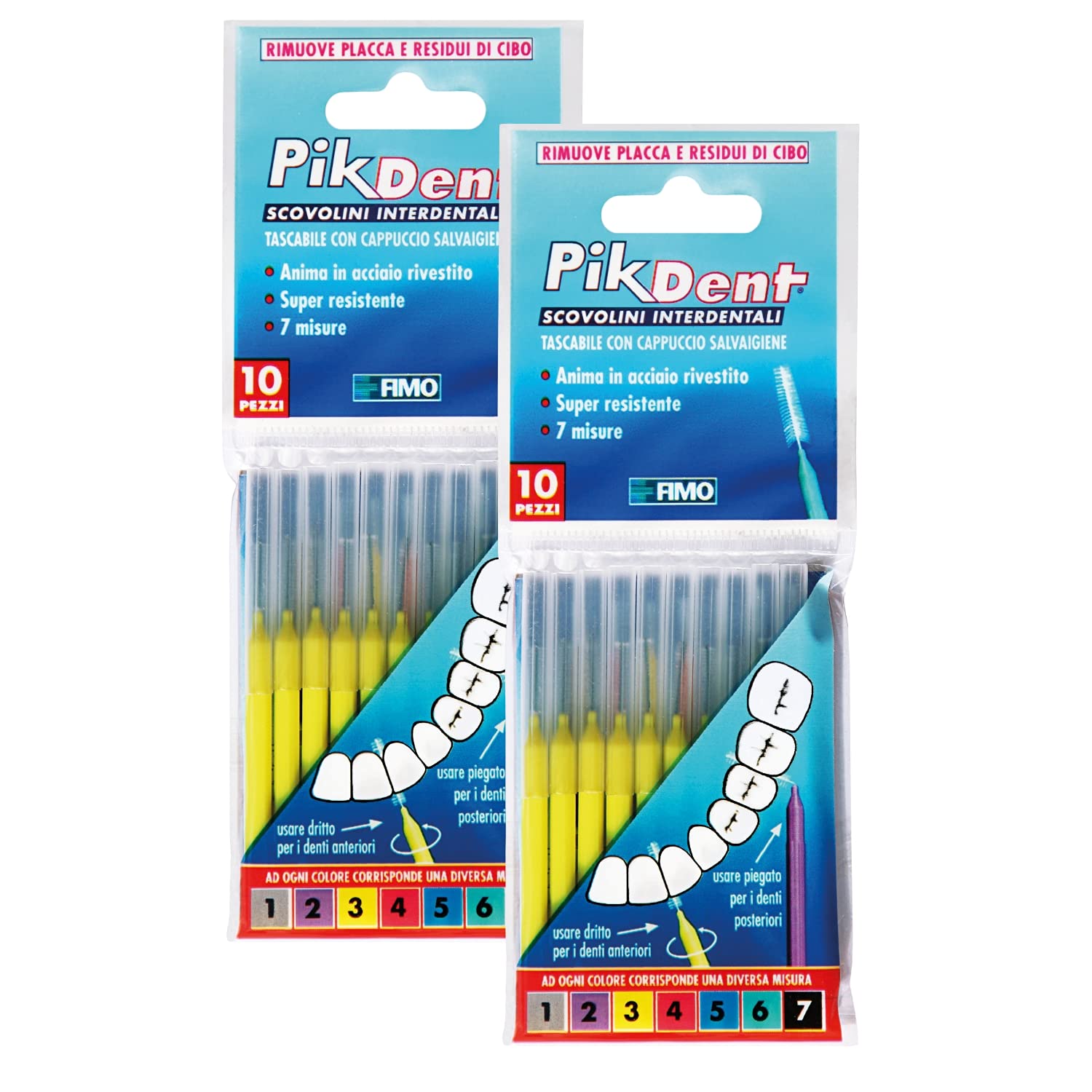 Pikdent - 20 Interdental Brushes. High Quality. 7 Sizes. Coated Wire. (0.6 mm Yellow)