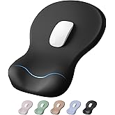 Ergonomic Mouse Pad with Wrist Rest, Black Mousepad with Wrist Support for Desk, Non-Slip Hard Base Mouse Pads, Portable for Office/Home/Travel Work