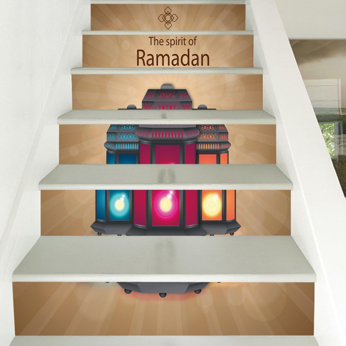 CHBB Stairs Sticker Muslim Ramadan Blessing Creative Stairs Fashion Creative Stairs Decoration Wall Stickers,100 * 18cm*6pcs