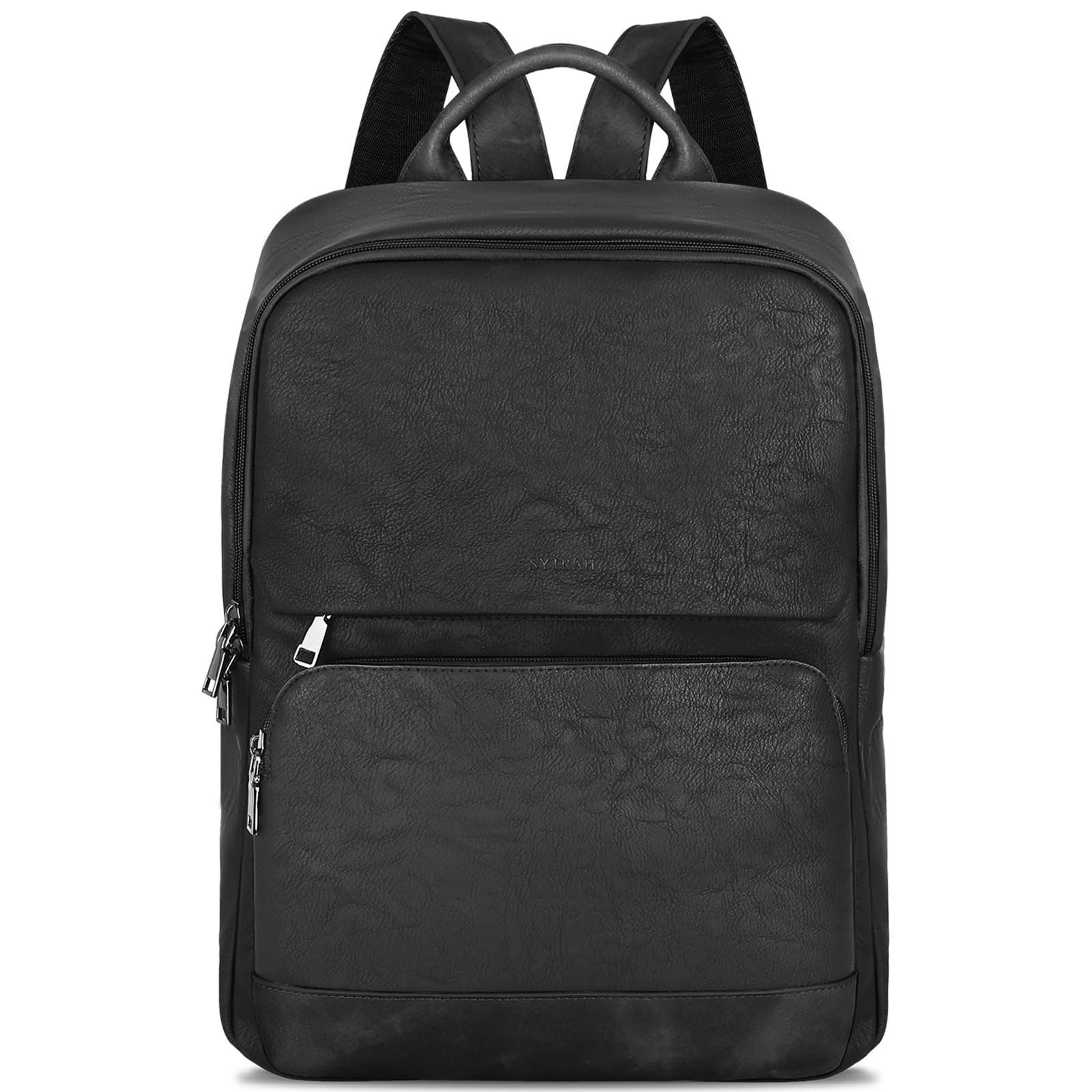 Photo 1 of SYTRAH Leather Backpack for Women, Vintage 15.6 inch Laptop Backpack Purse for Women, College Casual Backpacks Ladies Computer Bags for Travel Business Work Pure Black