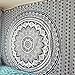 RawyalCrafts Black Grey Ombre Mandala Tapestry Bohemian Tapestry Mandala Hippie, Grey Mandala Queen Tapestry, Indian Mandala Bedspread