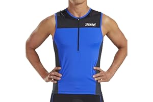 Zoot Men’s Core Tri Tank, Performance Triathlon Race Tank Top, UPF 50+ Fabric, Rear Pockets, Mesh Panels, & Cam Lock Zipper