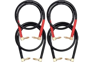 CNCESS CESS-138-18i Banana Plug Cable Right Angle to Right Angle, 8 Gauge Soft Silicone Tinned Copper Wire, High-Current Jumper/Connector for Speaker Panels and Amplifiers (90 to 90, 18-Inch)