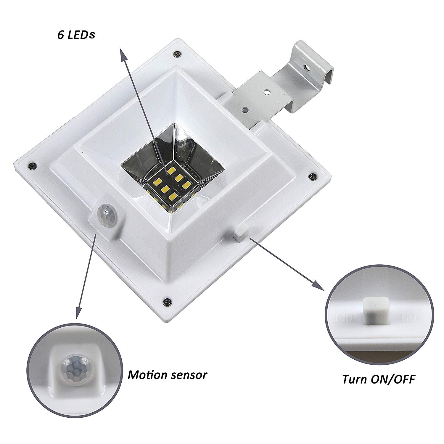 [New PIR Motion Sensor] OKSS 6 LED Solar Motion Sensor Light Outdoor Waterproof, PIR Sensor Solar Powered Led Light/Solar Light for Fence Wall Driveway Garden Patio Path Decking Light (1 Pack)