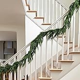 Jutom 1 PC 12 ft Christmas Cedar Garland - Real Touch Cedar Needles Decorations Artificial Faux Holiday Greenery Garland for Seasonal Table, Mantel & Stair Decor