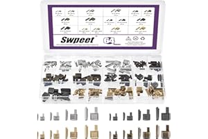 Swpeet 64Pcs 4 Colors #3#5#8#10 Metal Zipper Latch Slider Retainer Assortment Kit, Metal Latch Sliders, Insertion Pin Bottom 