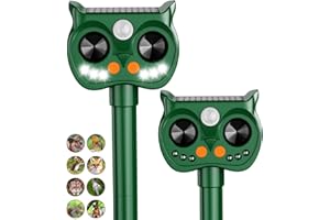LRENQLLY 2 Pack 2025 Upgraded Solar Ultrasonic Animal Repellent Outdoor – Motion Activated Deer, Squirrel, Cat, Raccoon, Dog & Bird Deterrent with Multi-Frequency LED Strobe & Ultrasonic Sweep for Yard Garden