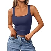 Trendy Queen Women's Summer Square Neck Tank Tops Workout Cropped Ribbed Summer Camisole Sleeveless Clothes 2026