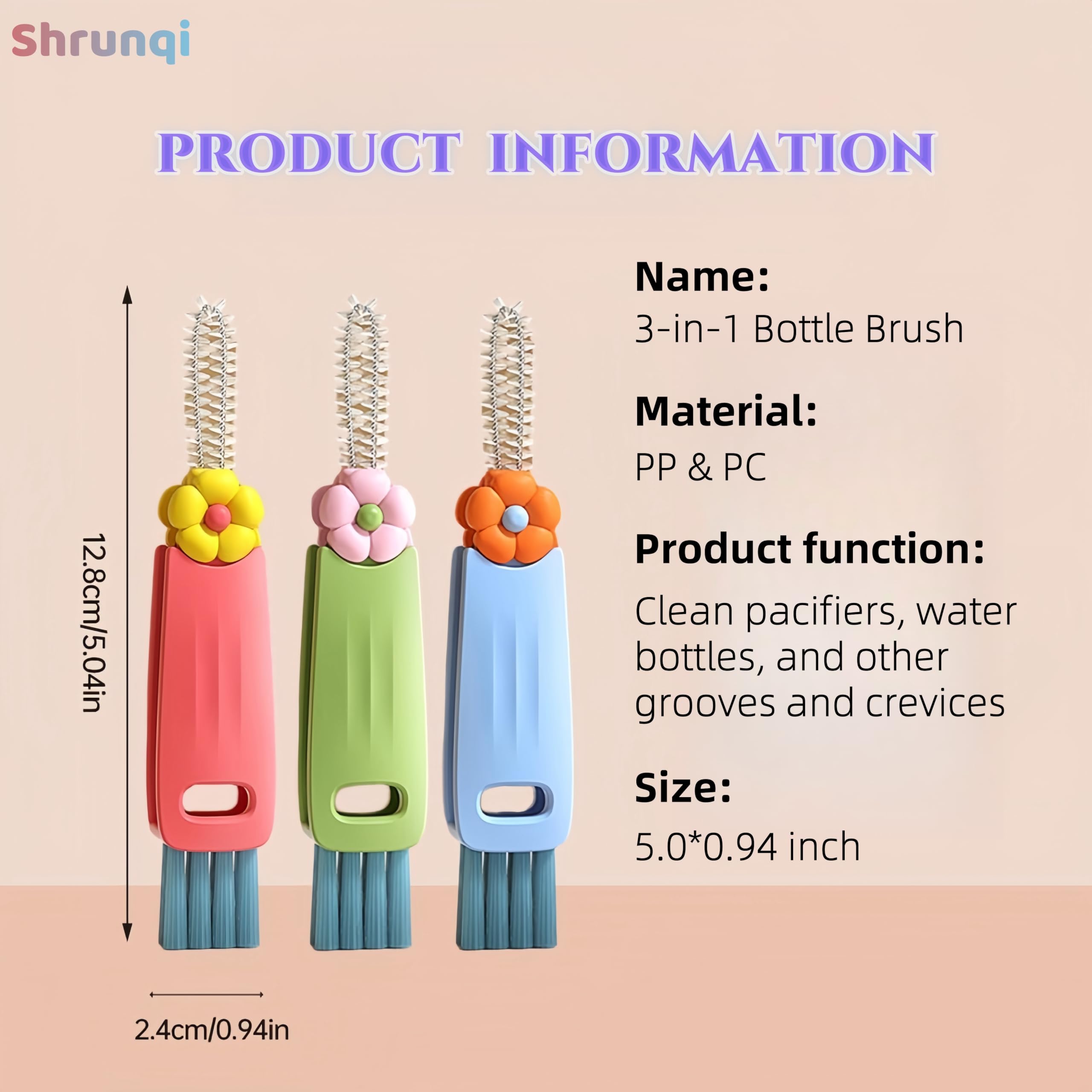 3 in 1 Cup Lid Cleaning Brush, 3 in 1 Multifunctional Cleaning Brush Portable Cup Lid Cleaner for Bottle Gap Tight Spaces Cup, Portable Cup Lid Cleaner with Brush, 3 Pcs