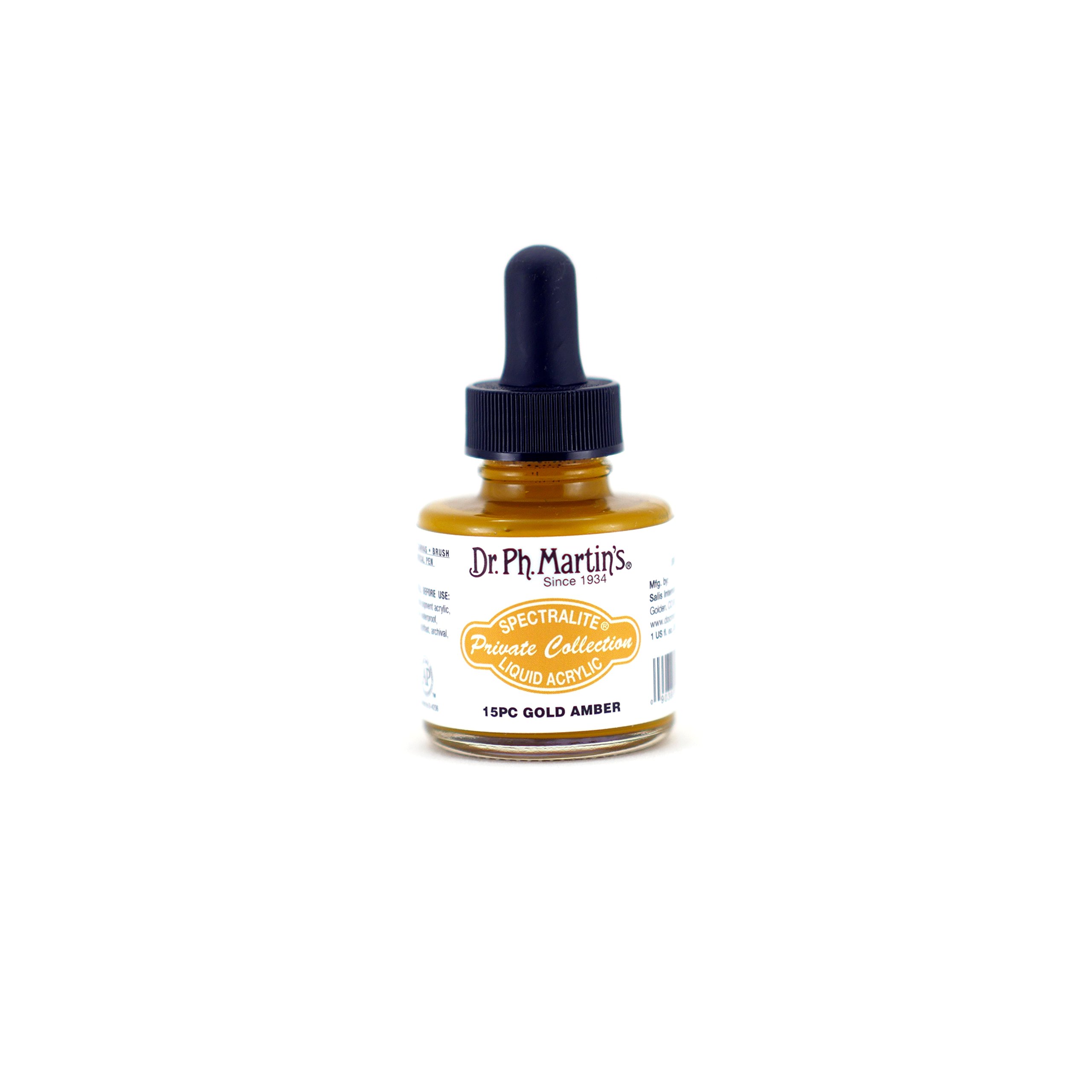 Dr. Ph. Martin's Spectralite Private Collection Liquid Acrylics, 1.0 oz, Gold Amber (15PC)