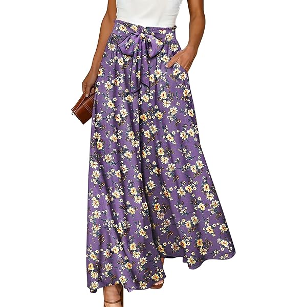 thumbnail image 2 of Women's Boho Floral Casual Baggy Pants Summer Plus Size Wide Leg Elastic Waist Beach Vacation 2 of 14