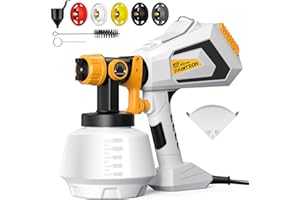 TIAGOWELL Paint Sprayer-700W HVLP Electric-Spray-Paint-Gun, 1200ml High Capacity Container Easy to Clean, 5 Brass Nozzles and 3 Patterns, for Furniture, Cabinets, Fence, Walls, Door, Garden Chairs etc