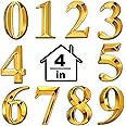 Jetec 10 Pcs House Numbers 3D Door Mailbox Numbers 0-9 Self Adhesive House Door Street Address Stickers for, Apartment, Office, Hotel Room, Mailbox Signs(4 x 2.5 Inches,Gold)