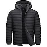 TACVASEN Men's Lightweight Puffer Jacket with Hood Water Resistant Windproof Insulated Jacket Quilted Lined Winter Coats