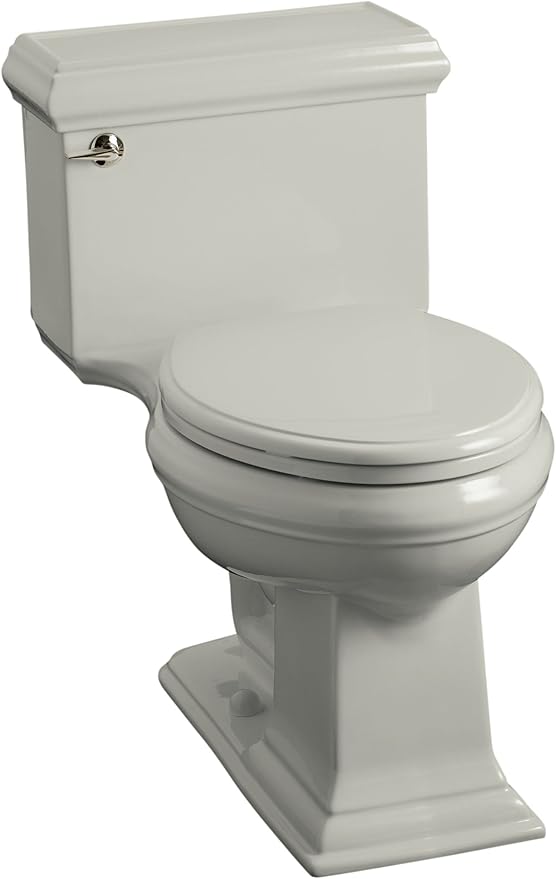 KOHLER K345195 Memoirs Comfort Height Elongated Toilet with Classic Design, Ice Grey One