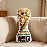 MESUCA FIFA World Cup 2026 Trophy Throw Pillow, 9.8" Soccer Collectible | 1:1 Trophy fluffy cushion, soccer ball stuffed plushies. Bedroom decor for soccer fans.
