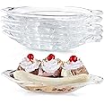 MOLIGOU 6 Pcs Banana Split Boat Dishes, 7.4 oz Ice Cream Sundae Bowls, Clear Acrylic Serving Dishes for Banana Split, Candy, Snack