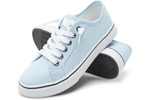 XRH Women Canvas Sneaker Slip On Non Slip Casual Shoes Lace Up Canvas Low Top White Shoes Loafers for Women Fashion Black Sneaker