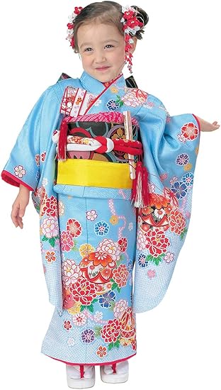 Amazon 京都室町st 七五三 3歳 着物 セット女の子 R K リョウコ キクチ ブランド 女の子 三つ身着物 小寸結び帯フルセットrk3b 40ful 着物 浴衣 通販