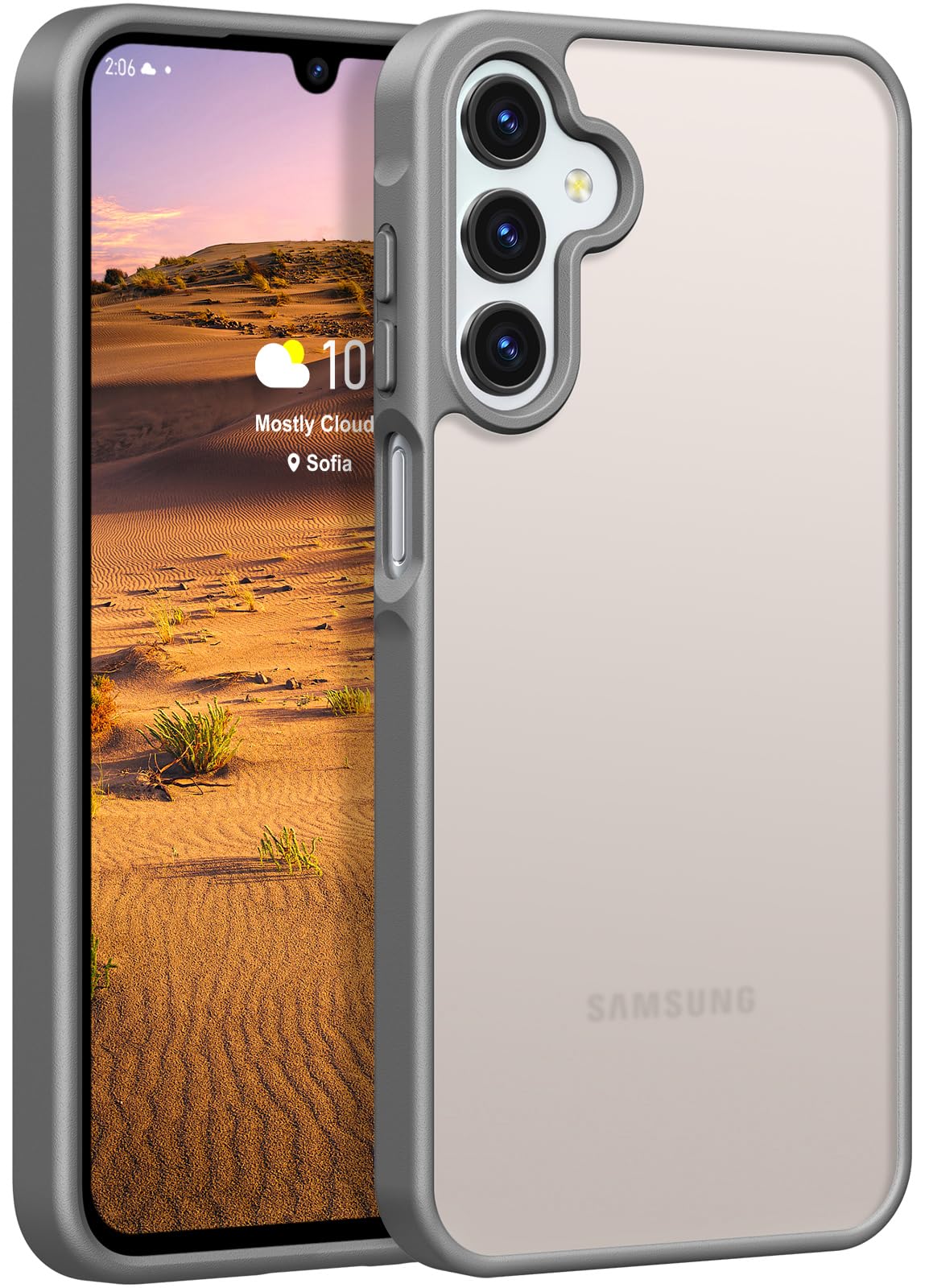 Rayboen for Samsung Galaxy A15 5G Case, Translucent Frosted Skin Feel Anti-Scratch Hard PC Back Soft Silicone Edge, Slim Fit Shockproof Protective Phone Cover for Samsung A15, Matte Gray