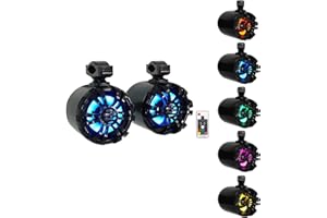 Rockville Pair WB65KLED 6.5" 600w Black Marine Wakeboard LED Tower Speakers + Remote