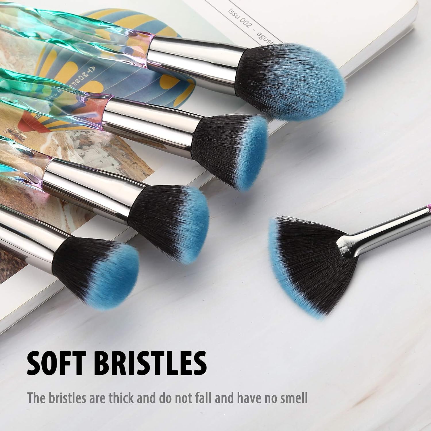 Makeup Brush Set Glamour Gaze 15Pcs Crystal Handles Makeup Brushes Sets Eyeshadow Eyebrow Foundation Brush Set With Makeup Sponge Blender Beauty and Brush Egg - Image 3