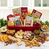 Capalbo's Fruit and Cheese Deluxe Gift Basket in Gift-Ready Packaging | Cheese and Fruit Gift Basket w/ Cheddar &amp; Cranberry Cheeses, Fresh Fruit, Crackers, Olives, Nuts &amp; More, Personalized Message