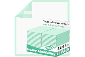 MILDPLUS Disposable Underpads with Adhesive Tapes 23'' X 36'' Chucks Pads Heavy Absorbency Incontinence Pads, Waterproof Pee Pads, Thicker Chux Pads for Unisex Adult, Kids and Pet (40 Count)