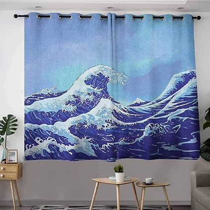 Amazon Com Sliding Door Curtains Kanagawa Big Tsunami In The