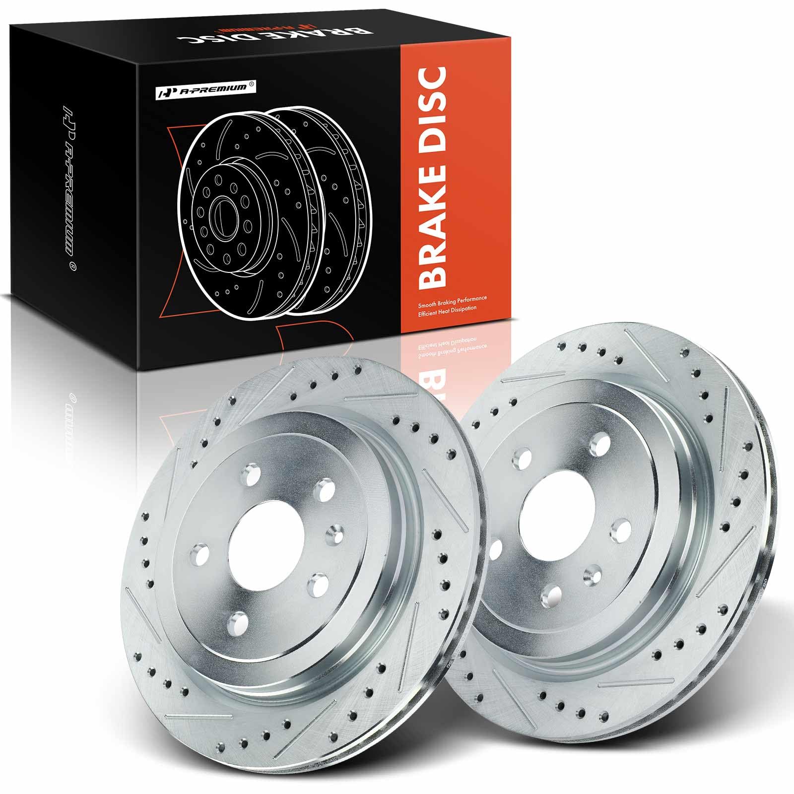 Photo 1 of ***MISSING PIECE*** A-Premium 12.40 inch (315mm) Rear Drilled and Slotted Disc Brake Rotors Compatible with Select Chevy and Cadillac Models - Camaro 2010-2015, CTS 2008-2019, 2-PC Set