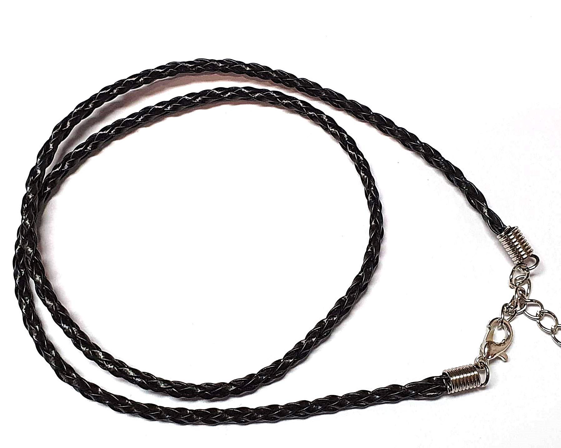 Perlin Leather Necklace Black Necklace 10 Pieces Jewellery Band Chain with Lobster Clasp and Extension Chain Band Braided Leather Cord