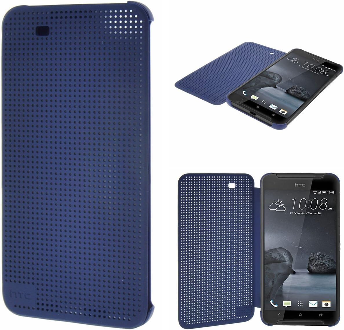 HTC X9 Case,Smart Wake Up/Sleep,HTC Dot View Case for HTC X9, Folio Dot View Cover Case For HTC X9(BLUE)