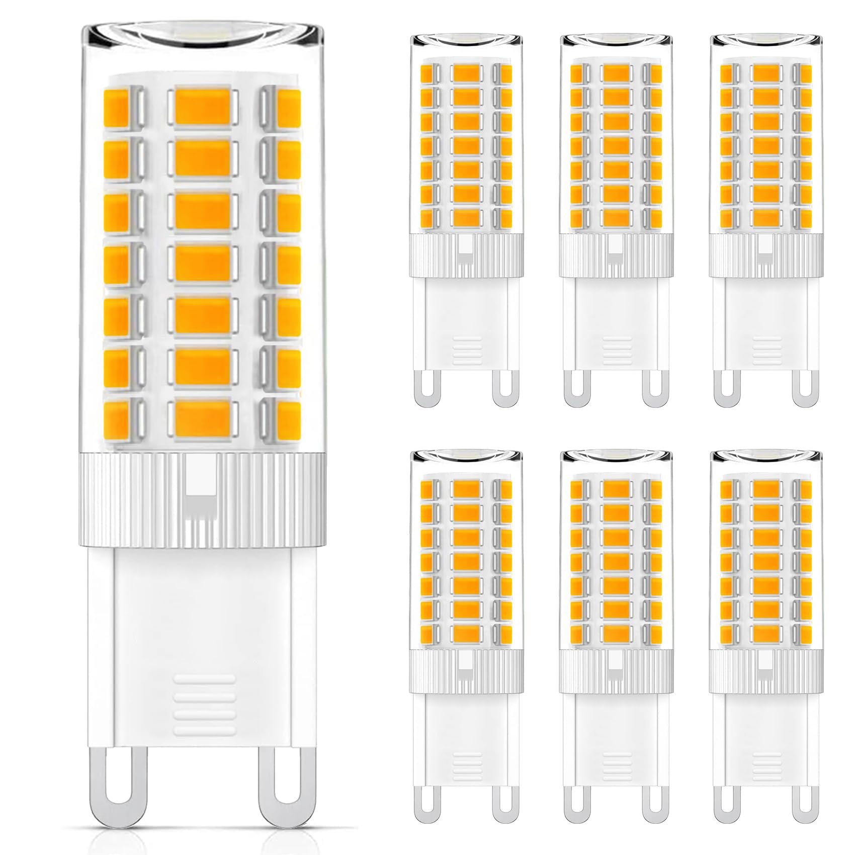 YOUDIAN G9 LED Bulbs,5W Warm White,Equivalent to 40W-50W Halogen,500lm 3000 Kelvin,Energy Saving G9 LED Light Bulbs,Non-dimmable,for Home Lighting Decor 6-Pack