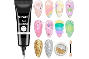 SUPWEE Clear 3D Nail Art Gel with Chrome Nail Powder Sculpting Gel for Nail Art Design DIY 3D Molding Gels for Nails Painting Drawing Carving Nails Gels Nail Tube Home Decoration Manicure