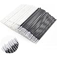 Micro Applicators 200Pcs, Inartato Disposable Micro Brush Microswab Wands for Eyelash Extensions Makeup and Personal Care (Black & White - Long Microfiber Tips)