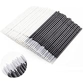 Micro Applicators 200Pcs, Inartato Disposable Micro Brush Microswab Wands for Eyelash Extensions Makeup and Personal Care (Black &amp; White - Long Microfiber Tips)