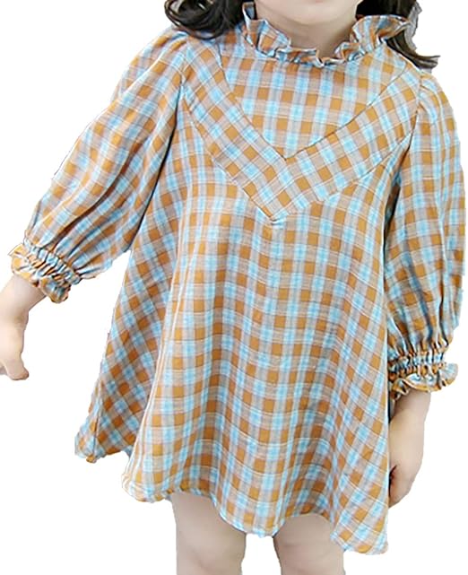 Amazon 子供服 キッズ ベビー ワンピース ガール 女の子 スタン カラー チュニック チェック 秋 90 ワンピース チュニック 通販
