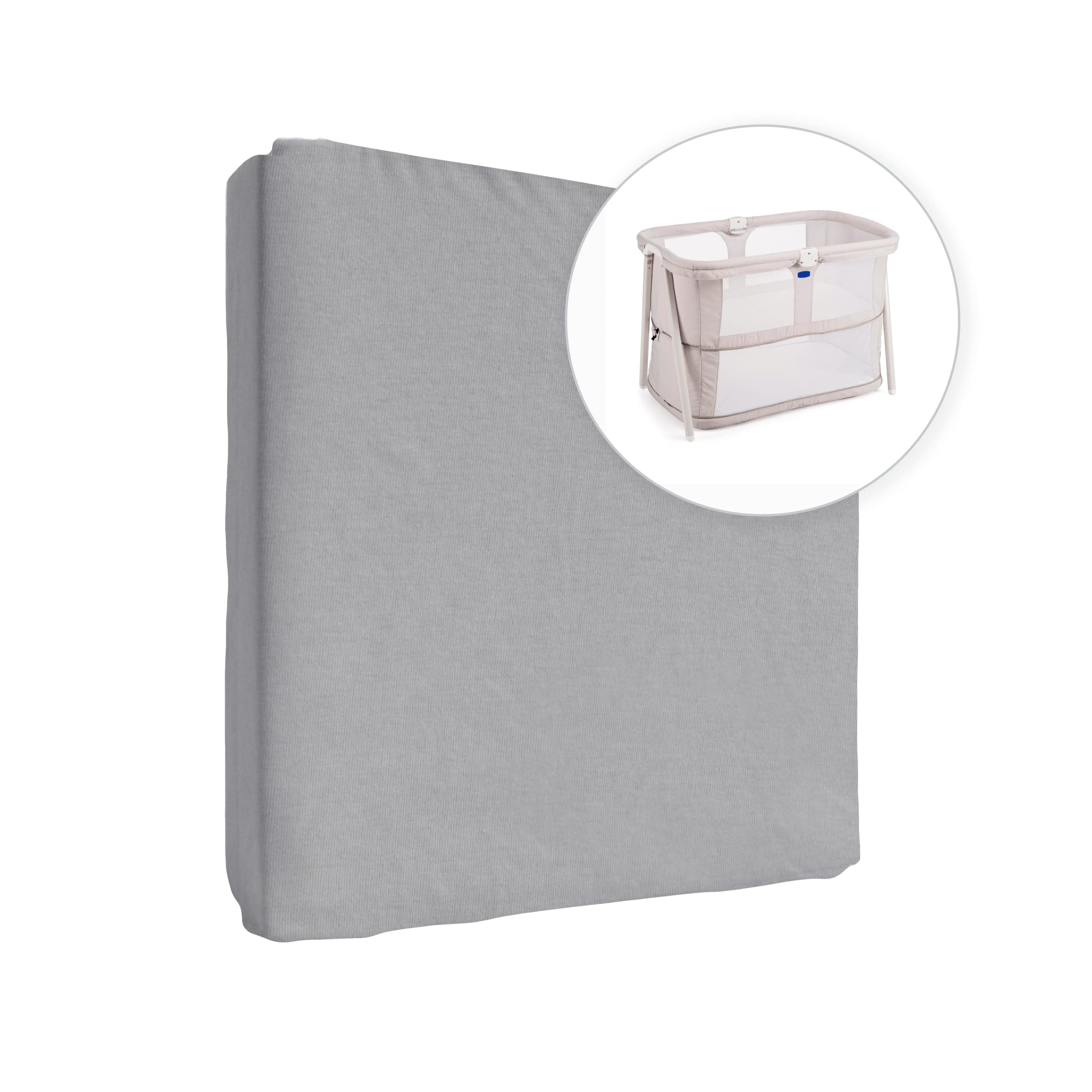 Jersey 100% Cotton Fitted Sheet for 95 x 65 cm Baby Travel Cot Mattress (Grey)