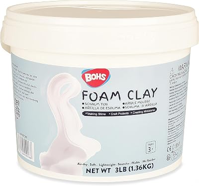 BOHS White Air Dry Clay Pro 3 lbs Modeling Squishy Arts Craft Kit