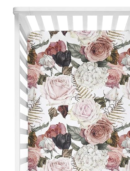 black rose crib sheet