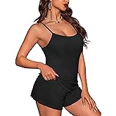 Ekouaer Womens Cami Pajama Sets 2 Piece Ribbed Knit PJs Soft Lingerie Sleeveless Tank Top and Shorts Camisole Lounge Set