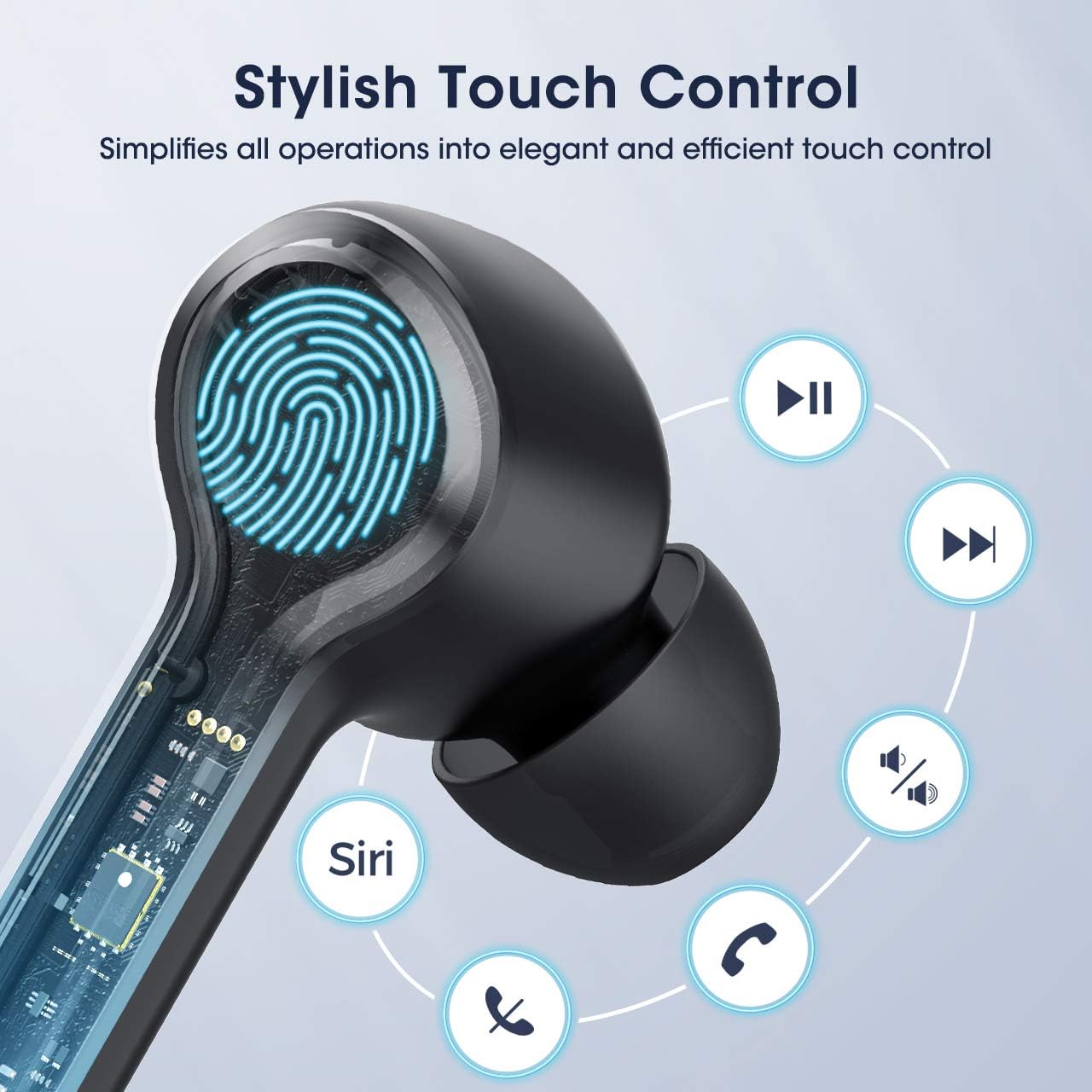Wireless Earbuds,Mpow M9 4-mic Noise Cancelling CVC 8.0 True Wireless Bluetooth 5.0 Earphones in-Ear,Touch Control Stereo Bass Sport Headphones,40H Playing Time/USB-C/IPX8 Waterproof,Three modos,Black: Home Audio & Theater
