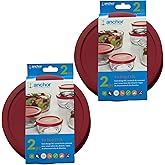 2-Pack Bundle Replacement Red Lids for 7 Cup / 1.7L Round Glass Storage – Compatible with Anchor Hocking Containers